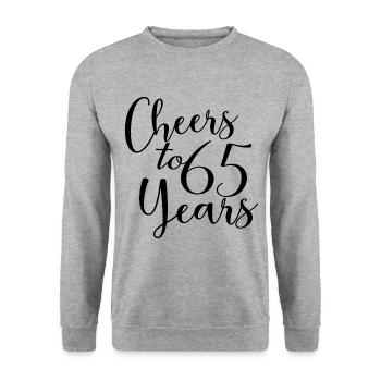 Cheers To 65 Years 65th Birthday Anniversary - Unisex Sweatshirt - salt & pepper - Front - Alina (178cm) & Michal (187cm)