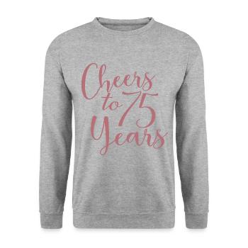 Cheers To 75 Years 75th Birthday Anniversary - Unisex Sweatshirt - salt & pepper - Front - Alina (178cm) & Michal (187cm)