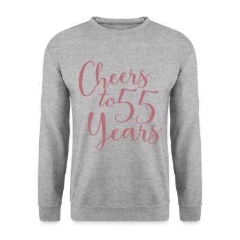 Cheers To 55 Years 55th Birthday Anniversary - Unisex Sweatshirt - salt & pepper - Front - Alina (178cm) & Michal (187cm)