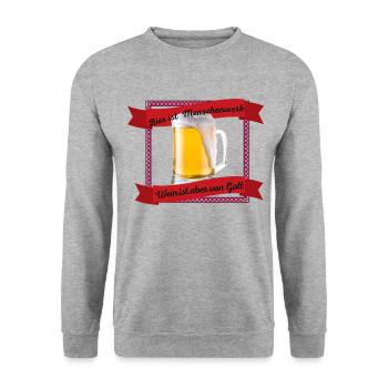 Bier ist Menschenwerk, Wein ist aber von Gott - Unisex Pullover - Weißgrau meliert - Vorne - Alina (178cm) & Michal (187cm)