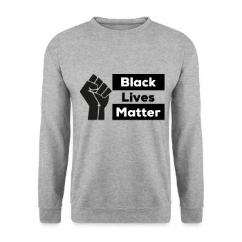T Shirt Black Lives Matter linke Hand - Unisex Pullover - Weißgrau meliert - Vorne - Alina (178cm) & Michal (187cm)