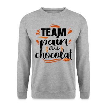 Team Pain au Chocolat Citations Humour Gourmand - Sweat-shirt Unisexe - gris chiné - Devant - Alina (178cm) & Michal (187cm)