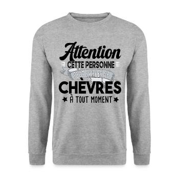 Chèvres Brebis Mouton Agneau Laine Ferme Paysan - Sweat-shirt Unisexe - gris chiné - Devant - Alina (178cm) & Michal (187cm)