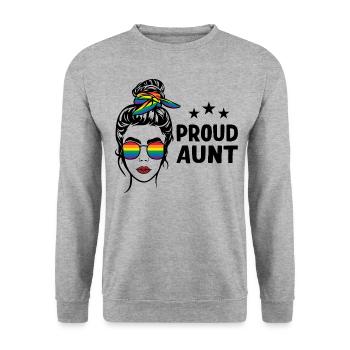 LGBT Stolze Tante - Unisex Pullover - Weißgrau meliert - Vorne - Alina (178cm) & Michal (187cm)
