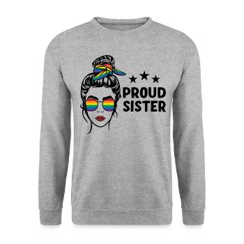 LGBT Stolze Schwester - Unisex Pullover - Weißgrau meliert - Vorne - Alina (178cm) & Michal (187cm)
