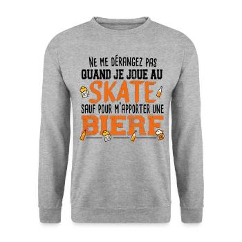 Skate Bière Skateboard Alcool Cadeau Humour Apéro - Sweat-shirt Unisexe - gris chiné - Devant - Alina (178cm) & Michal (187cm)