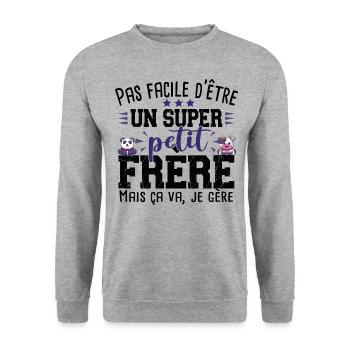 Petit Frère Panda Vache Cadeau Bébé Garçon Famille - Sweat-shirt Unisexe - gris chiné - Devant - Alina (178cm) & Michal (187cm)