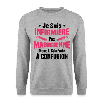 Je suis une infirmière pas magicienne - Sweat-shirt Unisexe - gris chiné - Devant - Alina (178cm) & Michal (187cm)