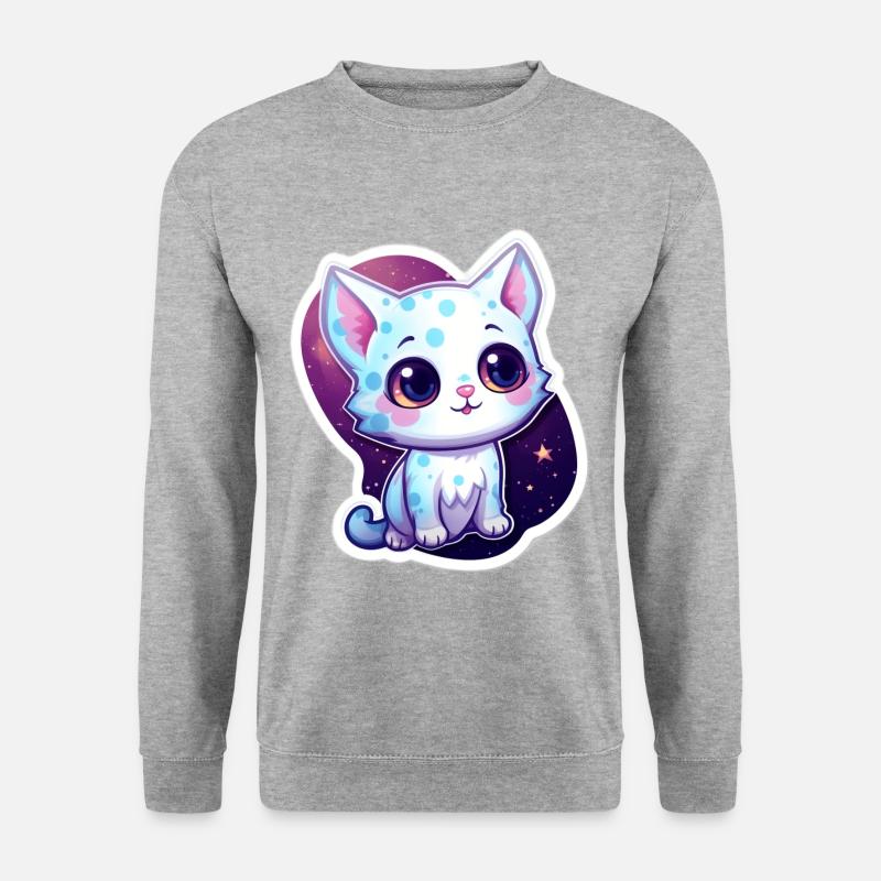 "Purrrfect Space Dreams" - Unisex Pullover - Weißgrau meliert