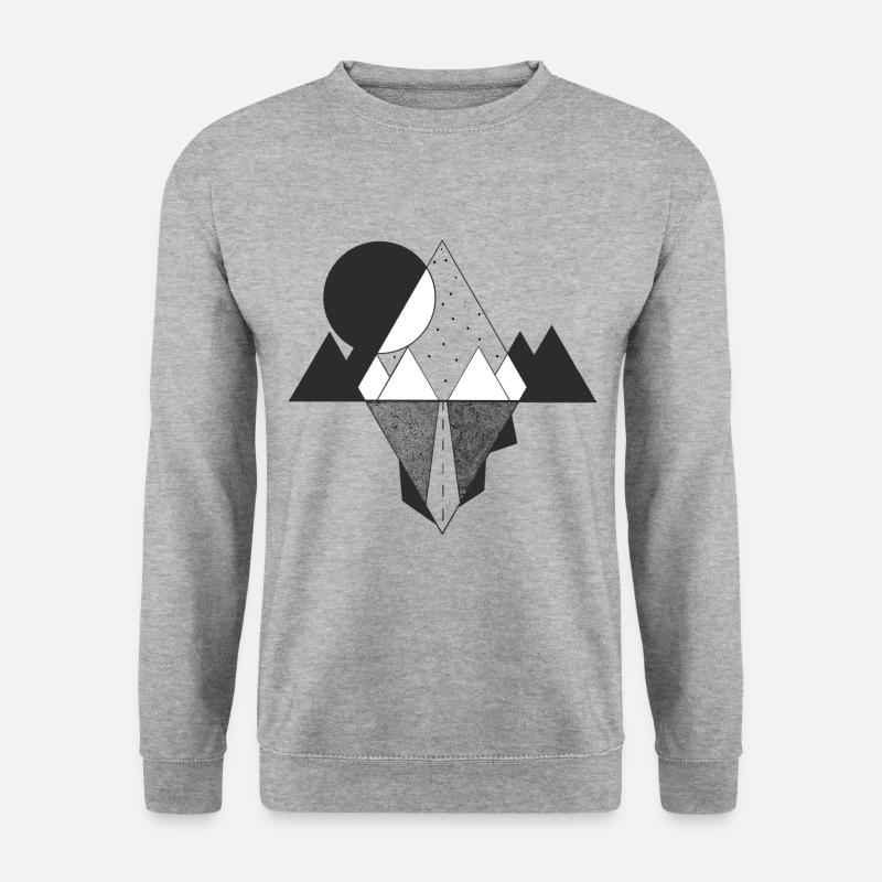 Berge mit Straße - Unisex Pullover - Weißgrau meliert