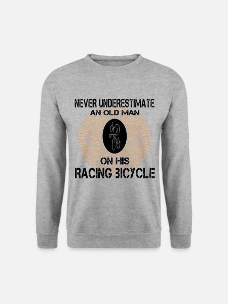 Never underestimate an old man - Unisex Pullover - Weißgrau meliert