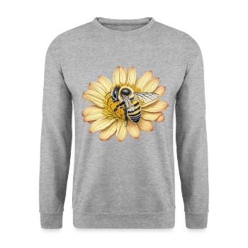 Abeille mignonne et fleur jaune - Sweat-shirt Unisexe - gris chiné - Devant - Alina (178cm) & Michal (187cm)