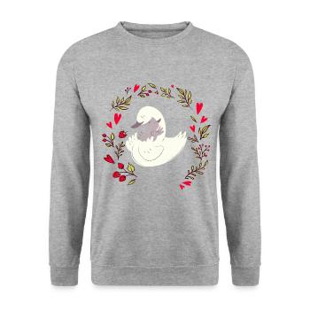 Beautiful design wreath with swans - Unisex Sweatshirt - salt & pepper - Front - Alina (178cm) & Michal (187cm)