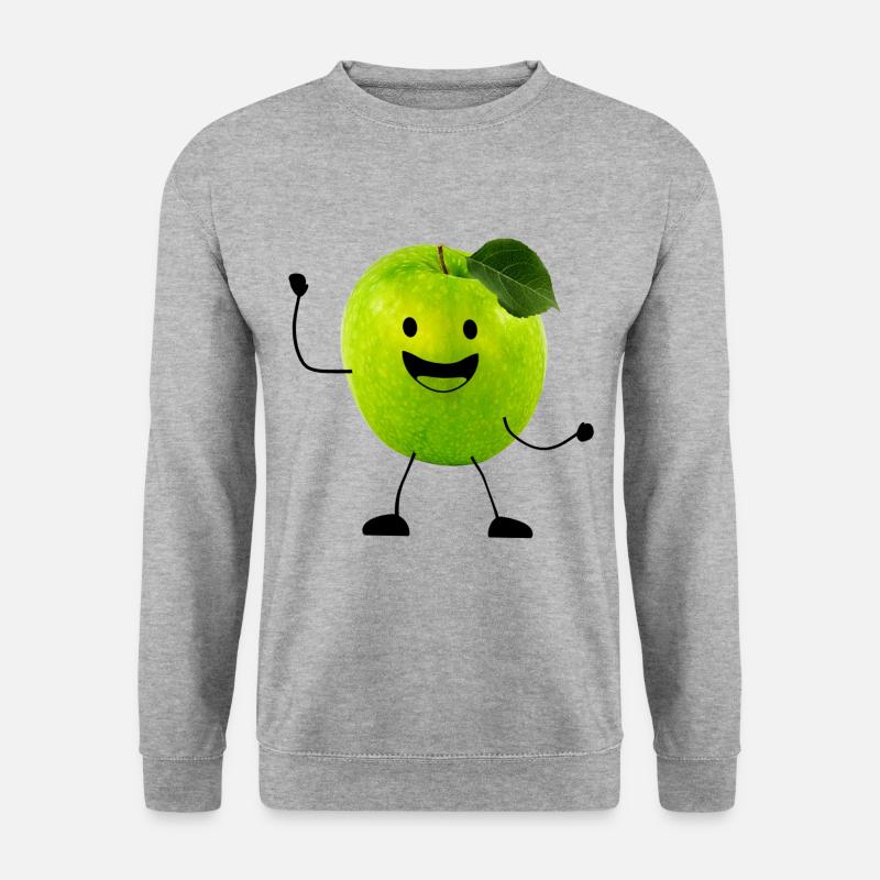 apfel mit gesicht - Unisex Pullover - Weißgrau meliert