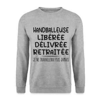 Handball player celebrates her retirement with humor cadea - Unisex Sweatshirt - salt & pepper - Front - Alina (178cm) & Michal (187cm)