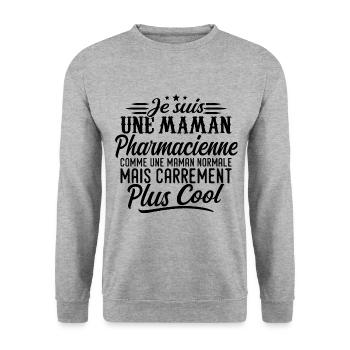 Maman Pharmacienne: normale, mais en plus badass - Sweat-shirt Unisexe - gris chiné - Devant - Alina (178cm) & Michal (187cm)