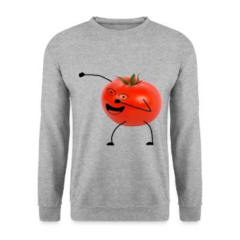 tomato with geischt - Unisex Sweatshirt - salt & pepper - Front - Alina (178cm) & Michal (187cm)
