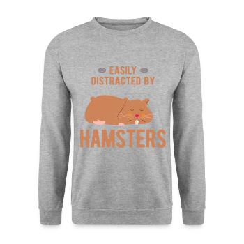 Nagetier Hamster - Unisex Pullover - Weißgrau meliert - Vorne - Alina (178cm) & Michal (187cm)
