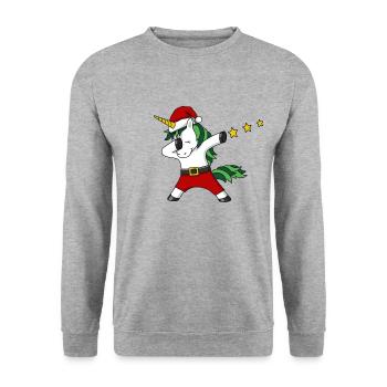 Christmas unicorn dabing Santa Claus - Unisex Sweatshirt - salt & pepper - Front - Alina (178cm) & Michal (187cm)