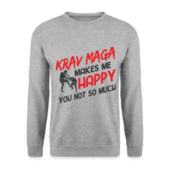 Israelischer Kampfsport Krav Maga - Unisex Pullover - Weißgrau meliert - Vorne - Alina (178cm) & Michal (187cm)