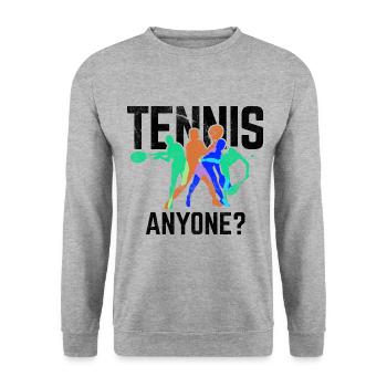 Tennisplatz Spruch Für Tennis - Unisex Pullover - Weißgrau meliert - Vorne - Alina (178cm) & Michal (187cm)
