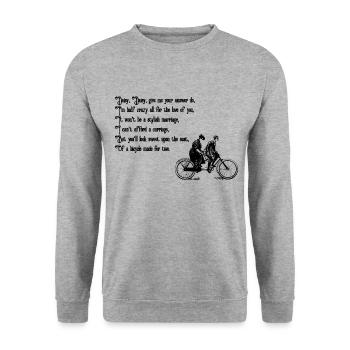 Daisy Daisy (texte noir) - Sweat-shirt Unisexe - gris chiné - Devant - Alina (178cm) & Michal (187cm)
