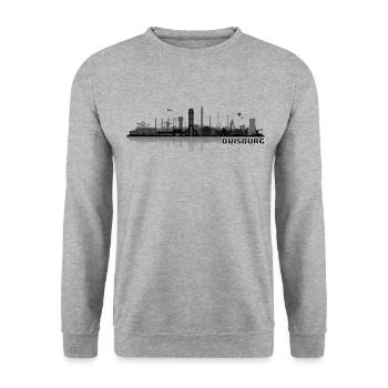 Duisburg city skyline - Unisex Sweatshirt - salt & pepper - Front - Alina (178cm) & Michal (187cm)