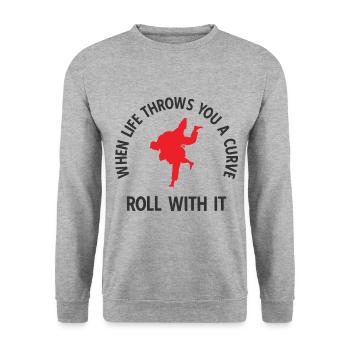 BJJ Jiu Jitsu - Unisex Pullover - Weißgrau meliert - Vorne - Alina (178cm) & Michal (187cm)