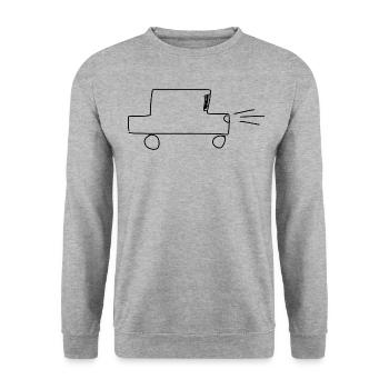 Auto Fahrzeug - Unisex Pullover - Weißgrau meliert - Vorne - Alina (178cm) & Michal (187cm)