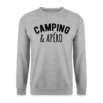 Camping et apéro - Sweat-shirt Unisexe - gris chiné - Devant - Alina (178cm) & Michal (187cm)