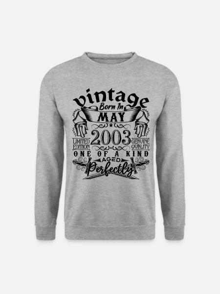 Geburtstag 2003 Mai 2003! geboren Mai 2003 - Unisex Pullover - Weißgrau meliert