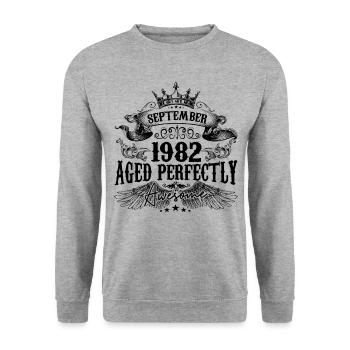 Birthday 1982 September 1982 born in September - Unisex Sweatshirt - salt & pepper - Front - Alina (178cm) & Michal (187cm)