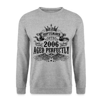 Anniversaire 2006 Septembre 2006 né en Septembre - Sweat-shirt Unisexe - gris chiné - Devant - Alina (178cm) & Michal (187cm)