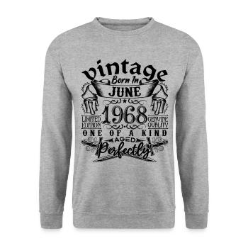 Birthday 1968 June 1968! born June 1968 - Unisex Sweatshirt - salt & pepper - Front - Alina (178cm) & Michal (187cm)