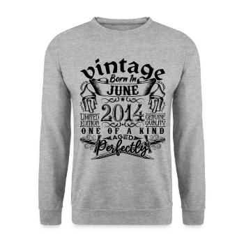 Geburtstag 2014 Juni 2014 ! geboren im Juni 2014 - Unisex Pullover - Weißgrau meliert - Vorne - Alina (178cm) & Michal (187cm)