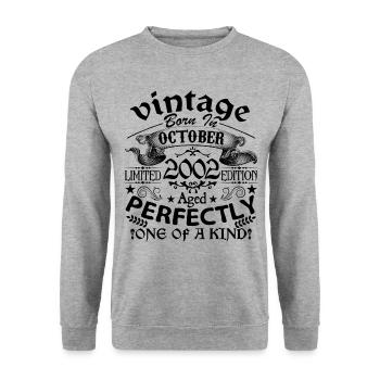 October 2002 | Vintage 2002 | born in October - Unisex Sweatshirt - salt & pepper - Front - Alina (178cm) & Michal (187cm)