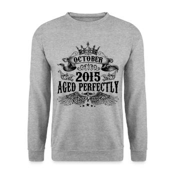 2015 | October Aged Perfectly 2015 birthday gift - Unisex Sweatshirt - salt & pepper - Front - Alina (178cm) & Michal (187cm)