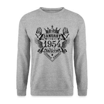 January 1954 January 1954 born in January - Unisex Sweatshirt - salt & pepper - Front - Alina (178cm) & Michal (187cm)