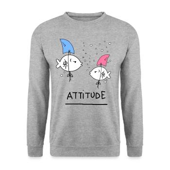 Poissons Drôles D’animaux - Sweat-shirt Unisexe - gris chiné - Devant - Alina (178cm) & Michal (187cm)