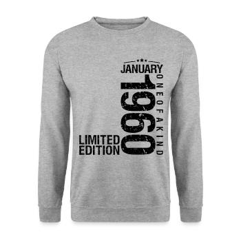 Birthday January 1960 January born in January - Unisex Sweatshirt - salt & pepper - Front - Alina (178cm) & Michal (187cm)