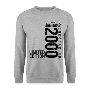 Birthday January 2000 January born in January - Unisex Sweatshirt - salt & pepper - Front - Alina (178cm) & Michal (187cm)