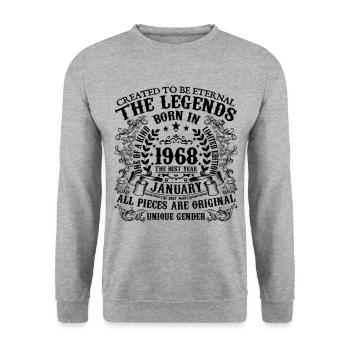 Geburtstag 1968 Januar 1968 geboren im Januar 1968 - Unisex Pullover - Weißgrau meliert - Vorne - Alina (178cm) & Michal (187cm)