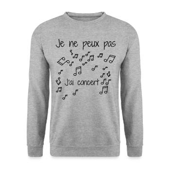 Je Ne Peux Pas J'ai Concert - Sweat-shirt Unisexe - gris chiné - Devant - Alina (178cm) & Michal (187cm)
