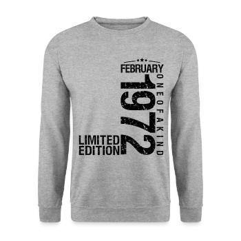 Anniversaire Février 1972 Février né en January - Sweat-shirt Unisexe - gris chiné - Devant - Alina (178cm) & Michal (187cm)