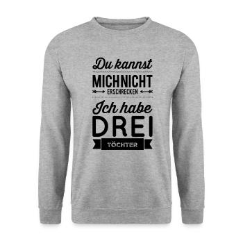 Trois filles - Fête des pères, Fête des mères - Sweat-shirt Unisexe - gris chiné - Devant - Alina (178cm) & Michal (187cm)