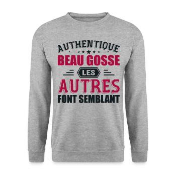 Authentisches gutaussehendes Kind - Unisex Pullover - Weißgrau meliert - Vorne - Alina (178cm) & Michal (187cm)