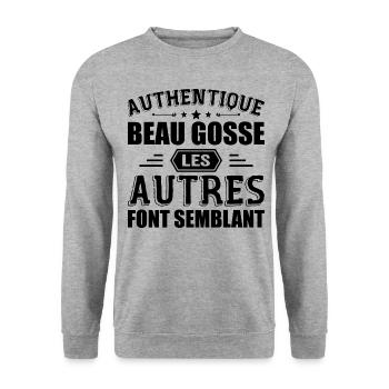 Authentic Handsome Kid - Unisex Sweatshirt - salt & pepper - Front - Alina (178cm) & Michal (187cm)