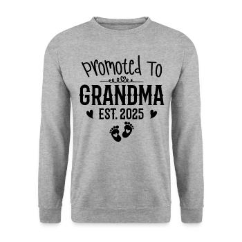 Promoted To Grandma 2025 New Grandma Grandmother - Sweat-shirt Unisexe - gris chiné - Devant - Alina (178cm) & Michal (187cm)