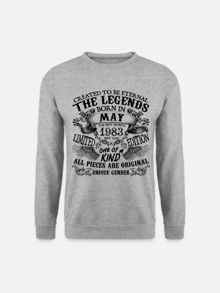 Geburtstag 1983 Mai 1983 geboren im Mai 1983 - Unisex Pullover - Weißgrau meliert