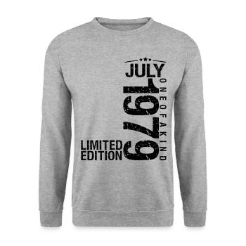 Anniversaire 1979 Juillet 1979 Juillet 1979 - Sweat-shirt Unisexe - gris chiné - Devant - Alina (178cm) & Michal (187cm)
